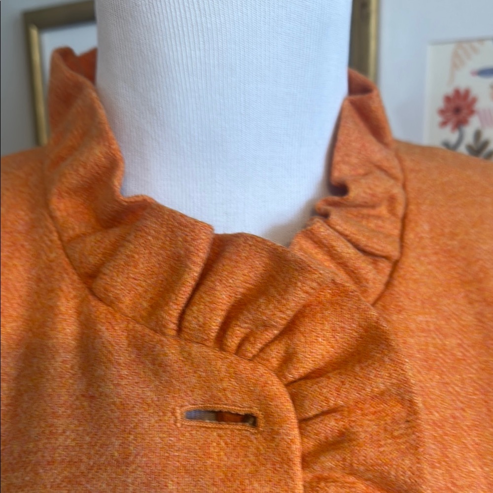 Orange Ruffled Women's Jacket - Picture 4 of 6